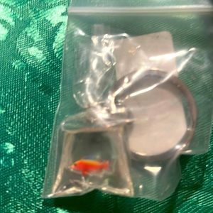 Novelty fish in a bag keychain